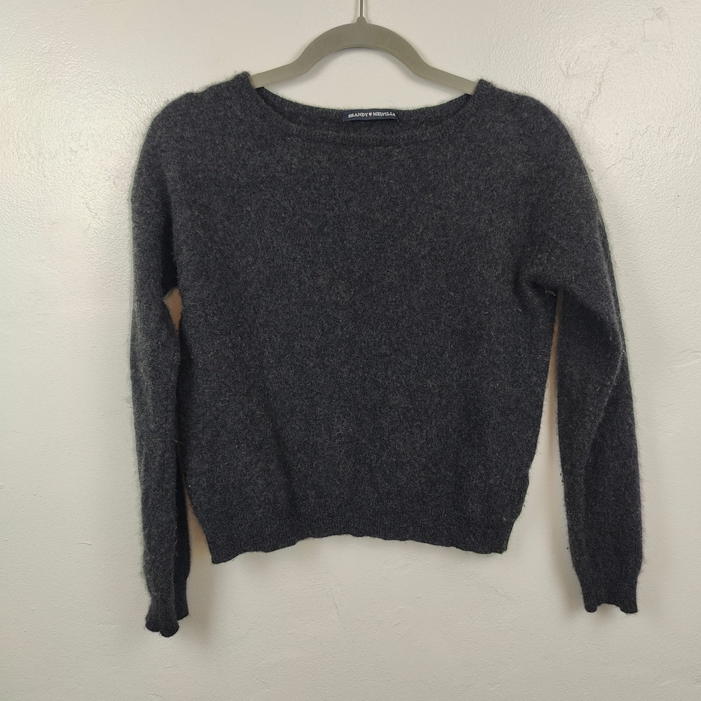 Brandy Melville Sweater Women One Size Charcoal Grey 100% Cashmere Long Sleeve - Picture 2 of 11